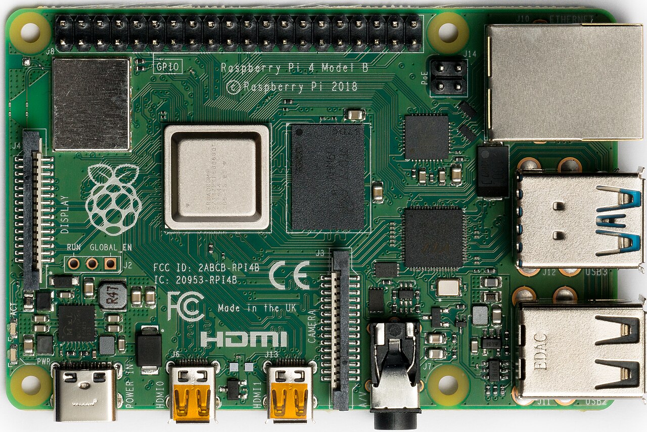Raspberry Pi 4 Model B — the entire compute target. All ML inference runs here via TFLite + XNNPACK on the ARM Cortex-A72